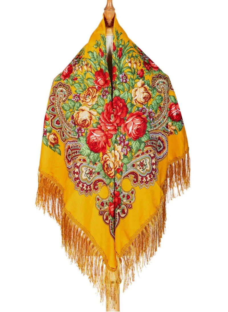 بيداني شال شعبي ذهبي بنقش زهري